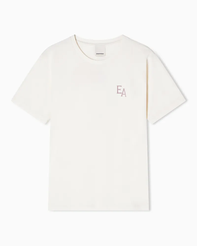 Emporio Armani T-shirt in jersey con stampa Eagle Club Bianco