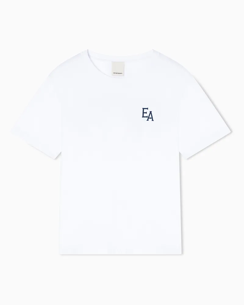 Emporio Armani T-shirt in jersey con stampa Eagle Club Bianco