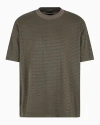 Emporio Armani OFFICIAL STORE T-shirt In Jersey Misto Lyocell Con Lettering Flock All Over Asv Militare