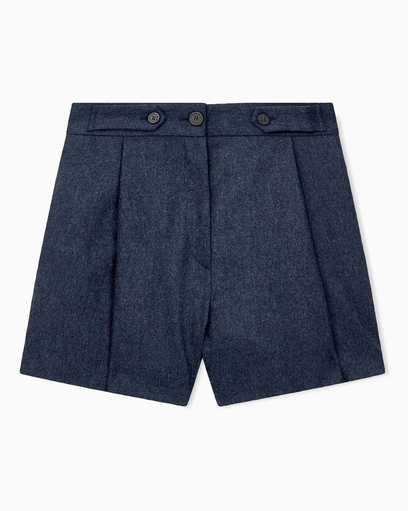Emporio Armani Shorts sartoriali in flanella di lana e cashmere Blu