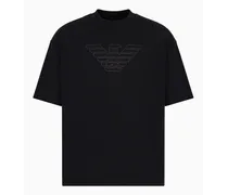 Emporio Armani OFFICIAL STORE T-shirt Over Fit In Jersey Heavy Con Logo Ricamato Nero