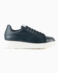 Emporio Armani OFFICIAL STORE Sneakers In Pelle Bottalata Blu