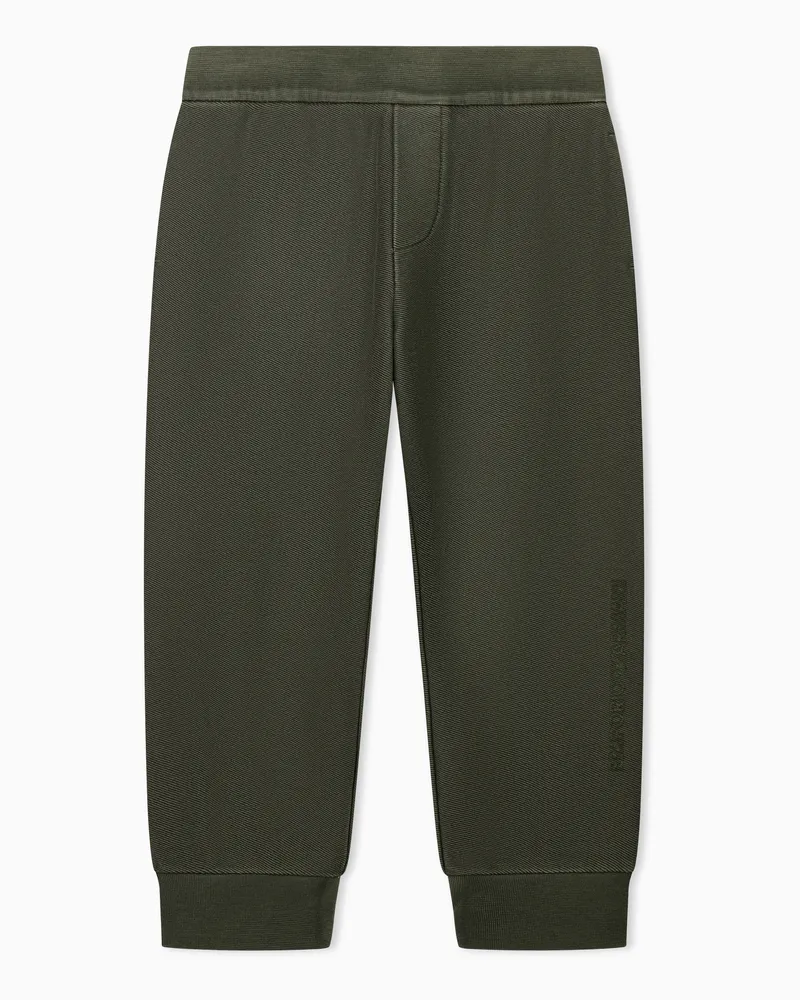 Emporio Armani Pantaloni jogging in jersey di cotone con logo laterale Verde