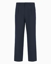 Emporio Armani OFFICIAL STORE Pantaloni Chino In Tessuto Seersucker Tecnico Blu