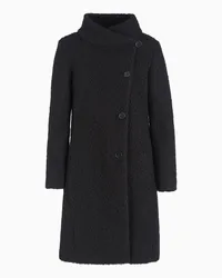 Emporio Armani OFFICIAL STORE Cappotto Con Chiusura Decentrata In Panno Bouclé Nero