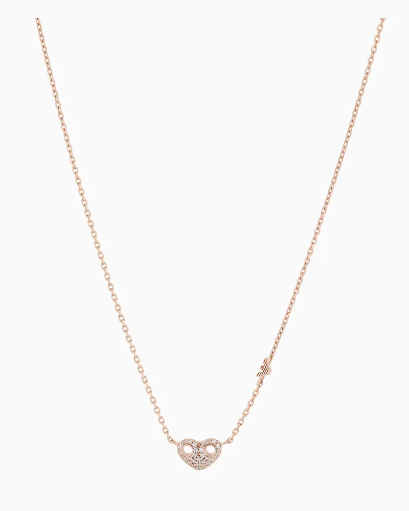 Emporio Armani Collana a forma di cuore in argento sterling color oro rosa Multicolore