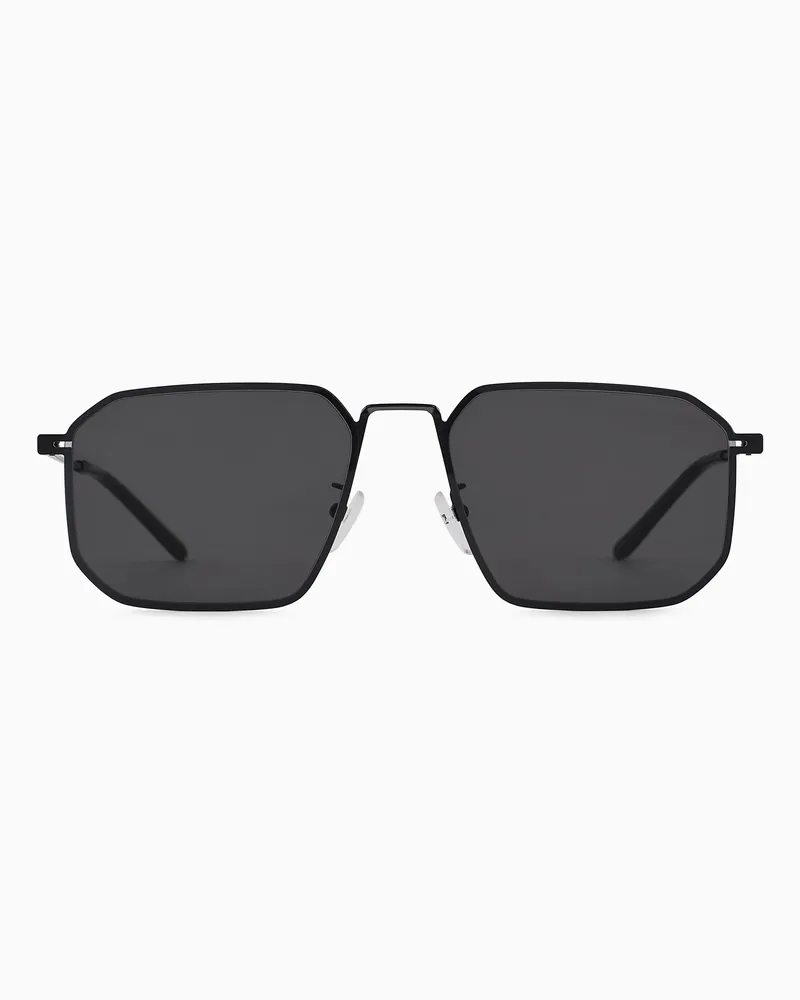 Emporio Armani Occhiali da sole da uomo forma irregolare Asian fit Nero
