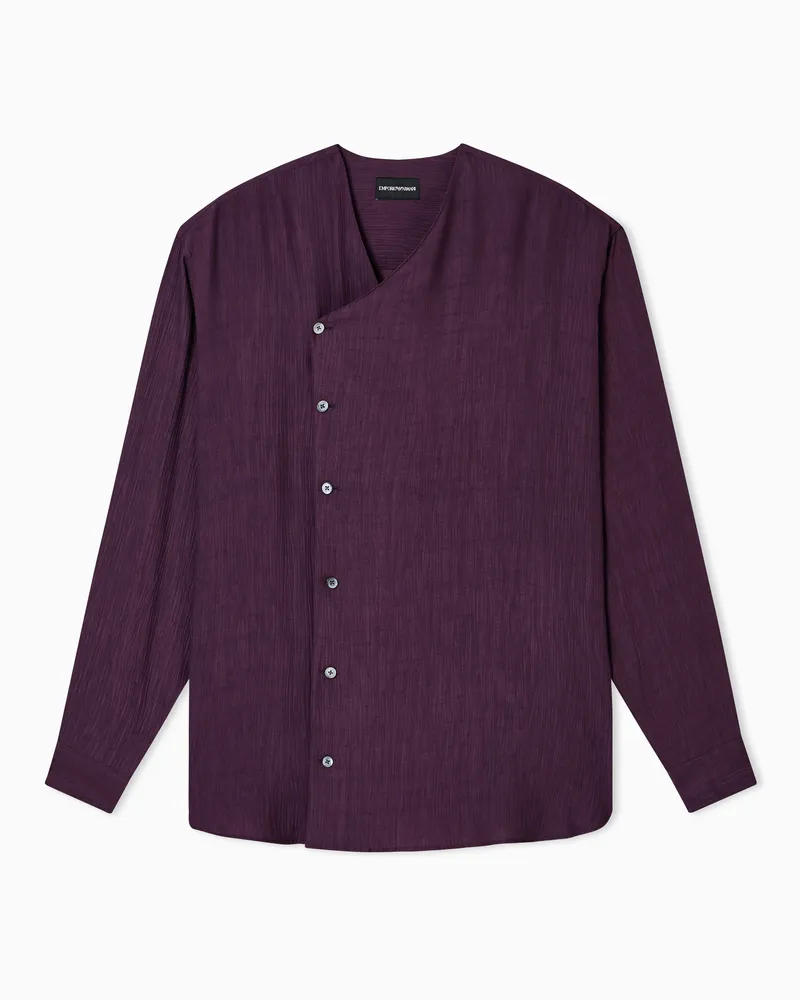 Emporio Armani Camicia con chiusura decentrata in tessuto crepe Viola