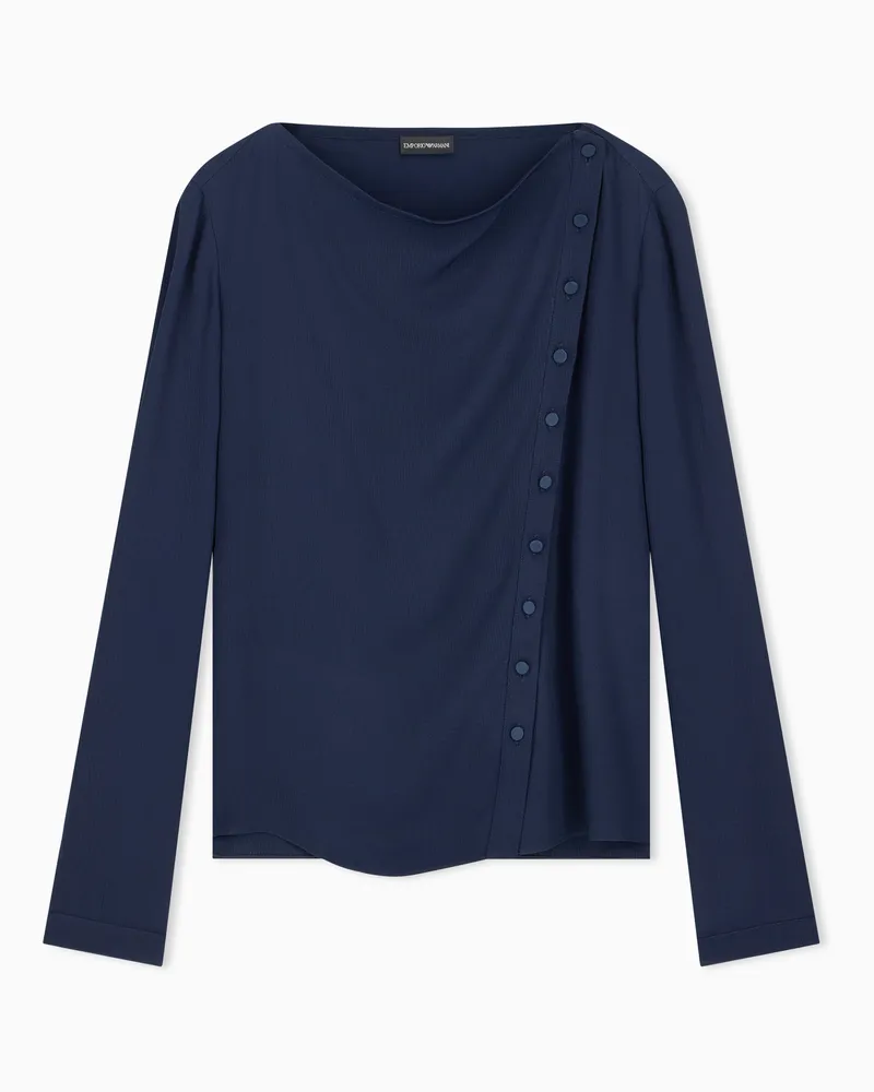Emporio Armani Blusa in tessuto canneté Capsule Signature Blu