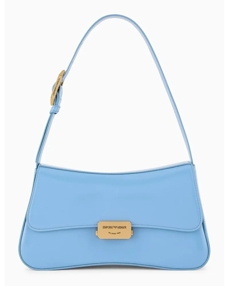 Emporio Armani OFFICIAL STORE Borsa A Spalla Baguette Finish Spazzolato Azzurro