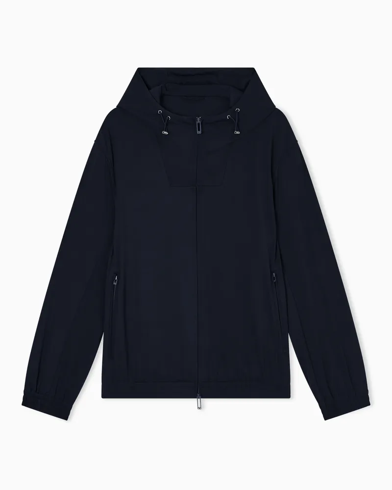 Emporio Armani Blouson con cappuccio in nylon stretch Blu