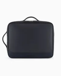 Emporio Armani OFFICIAL STORE Borsa Business Con Spallacci In Saffiano Rigenerato E Nylon Riciclato Asv Blu