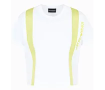 Emporio Armani OFFICIAL STORE T-shirt In Cotone Mercerizzato Con Nastri In Gros Grain Bianco
