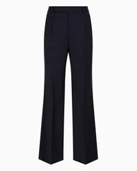 Emporio Armani OFFICIAL STORE Pantaloni Con Pinces In Flanella Stretch Di Lana Vergine Blu