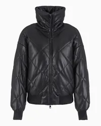 Emporio Armani OFFICIAL STORE Blouson Full Zip Trapuntato Effetto Pelle Nero