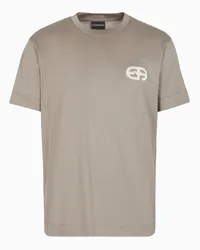 Emporio Armani OFFICIAL STORE T-shirt In Jersey Misto Lyocell Con Ricamo Logo Ea A Rilievo Asv Beige