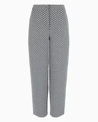 Emporio Armani OFFICIAL STORE Pantaloni A Gamba Ovale In Jersey Jacquard Motivo Chevron Grigio