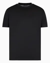 Emporio Armani OFFICIAL STORE T-shirt In Jersey Misto Lyocell Con Tape Logo A Rilievo Asv Nero