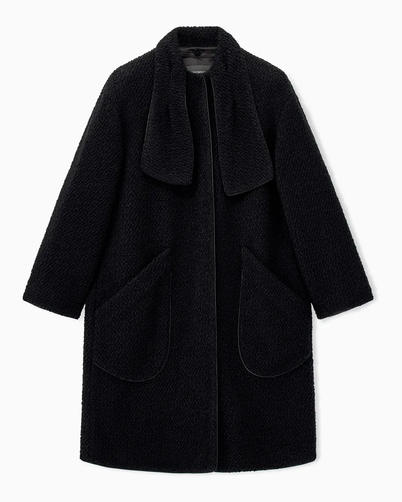 Emporio Armani Cappotto regular fit in lana vergine bouclé Nero