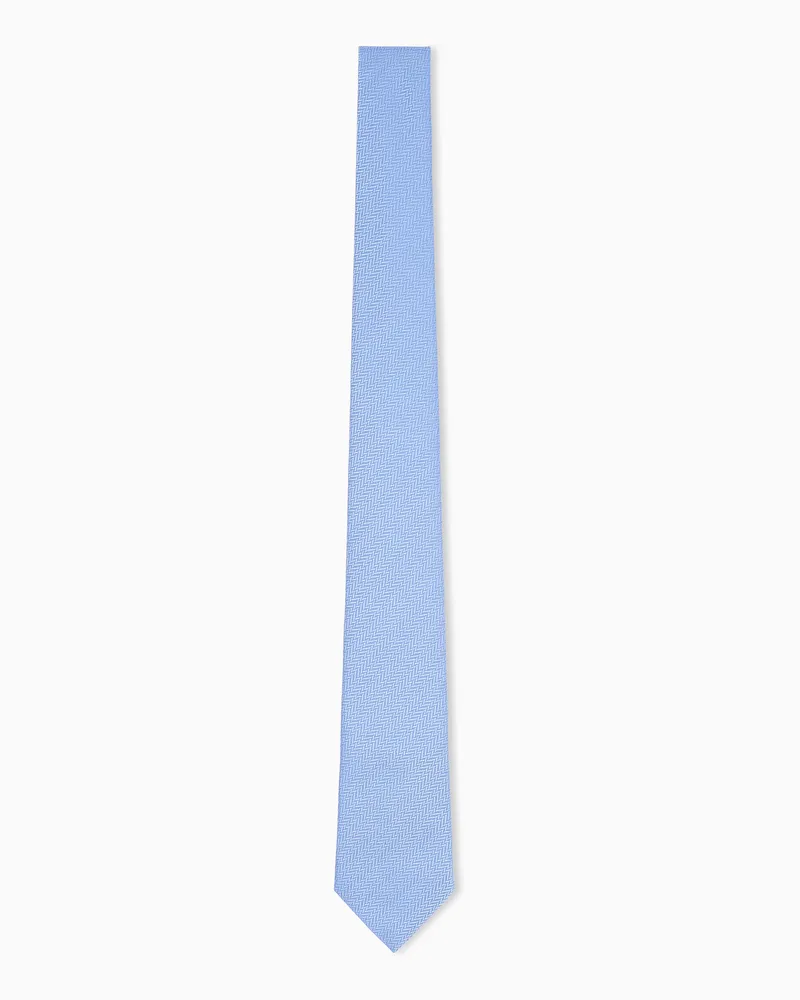 Emporio Armani Cravatta in seta con motivo spigato Azzurro