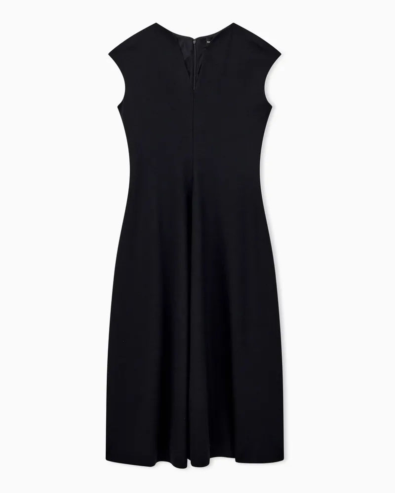 Emporio Armani Abito smanicato in Punto Milano con scollo a V Nero