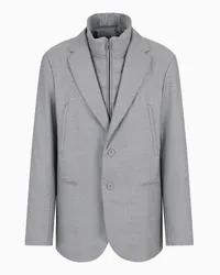 Emporio Armani OFFICIAL STORE Blazer Con Pettorina Full Zip In Misto Lana Vergine Travel Essential Grigio