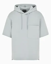 Emporio Armani OFFICIAL STORE Felpa A Maniche Corte Con Cappuccio E Tasca A Toppa In Double Jersey Grigio