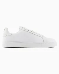 Emporio Armani OFFICIAL STORE Sneakers In Nylon Jacquard Eagle All Over Panna