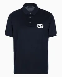 Emporio Armani OFFICIAL STORE Polo In Jersey Misto Lyocell Con Ricamo Logo Ea A Rilievo Asv Blu