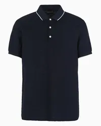 Emporio Armani OFFICIAL STORE Polo In Jersey Mercerizzato Jacquard Eagle All Over Blu