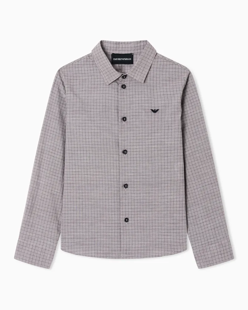 Emporio Armani Camicia vestibilità regolare in popeline di cotone a quadri Beige
