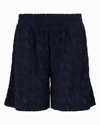 Emporio Armani OFFICIAL STORE Shorts In Felpa Con Ricamo Logo Blu