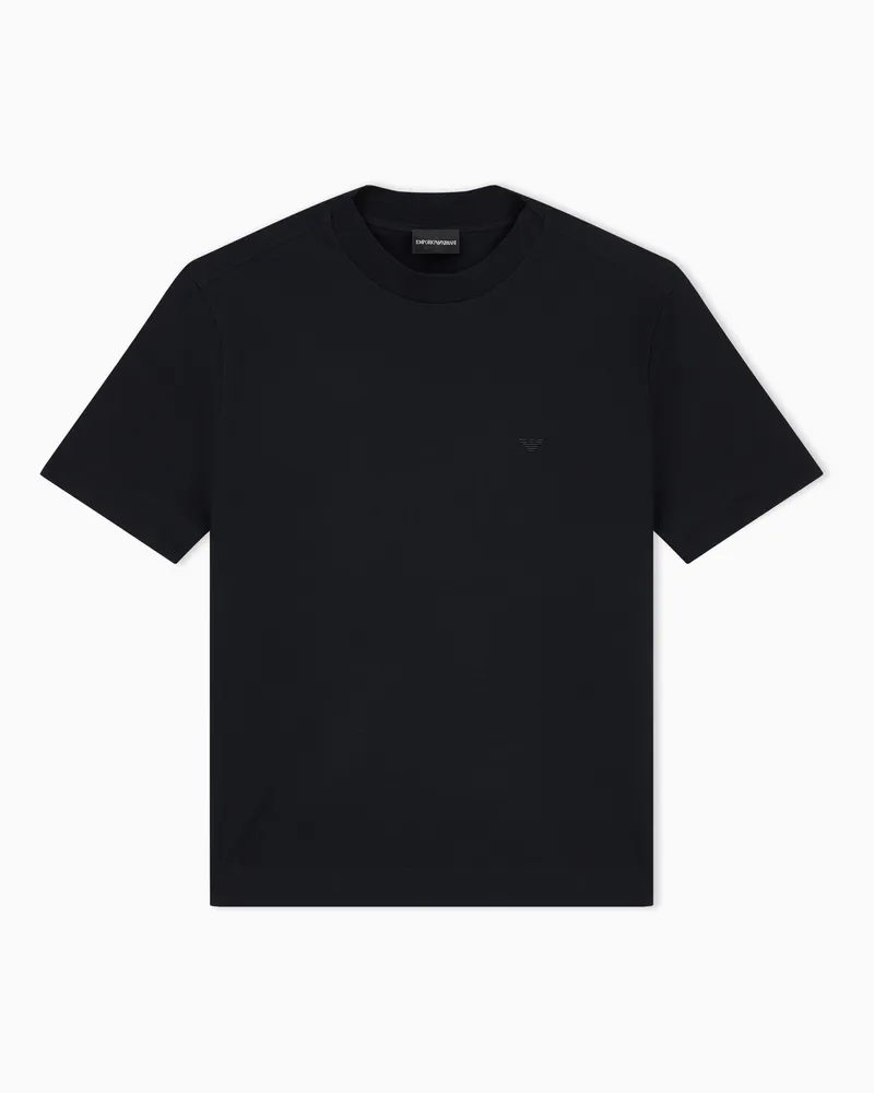 Emporio Armani T-shirt in jersey con ricamo micro aquila Nero