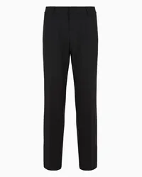 Emporio Armani OFFICIAL STORE Pantaloni Chino In Tessuto Compatto Con Finish Laniero Nero