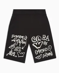 Emporio Armani OFFICIAL STORE Bermuda In Jersey Stampa Logo Graffito Ea Crew Nero