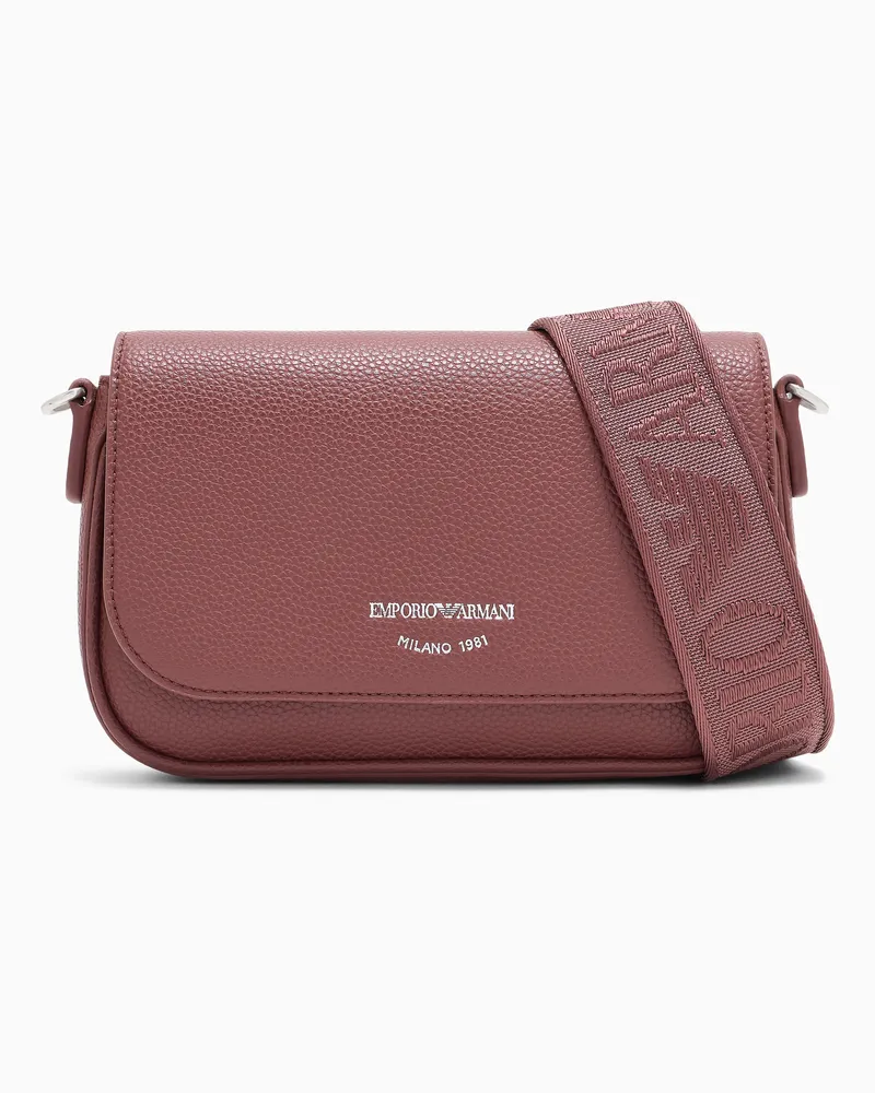 Emporio Armani Mini borsa a tracolla effetto martellato con logo Bordeaux