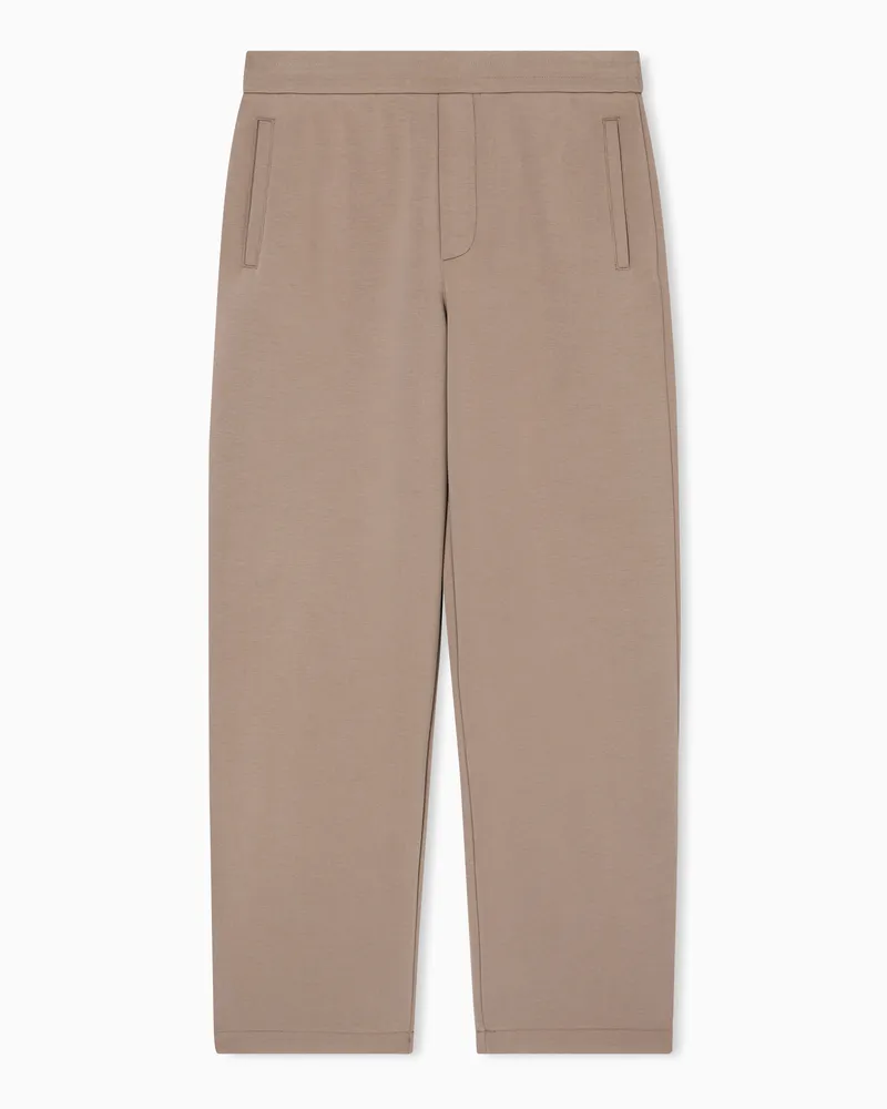 Emporio Armani Pantaloni jogger in jersey accoppiato misto lyocell ASV Marrone