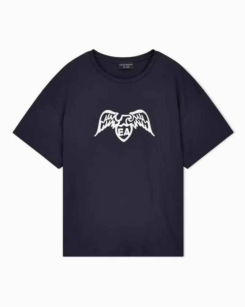 Emporio Armani T-Shirt in pima con logo aquila Blu