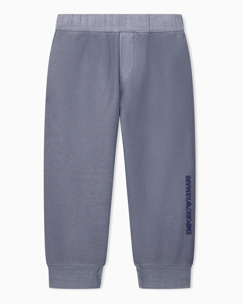 Emporio Armani Pantaloni jogging in jersey di cotone con logo laterale Azzurro