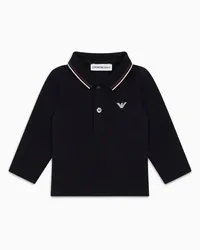 Emporio Armani OFFICIAL STORE Polo Maniche Lunghe In Piquet Stretch Con Collo Profilato Blu