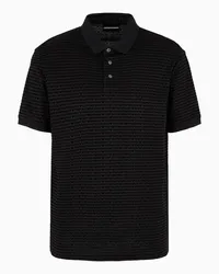 Emporio Armani OFFICIAL STORE Polo In Jersey Misto Lyocell Con Lettering Flock All Over Asv Nero