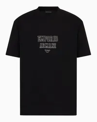 Emporio Armani OFFICIAL STORE T-shirt In Jersey Heavy Con Ricamo Logo A Rilievo Asv Nero