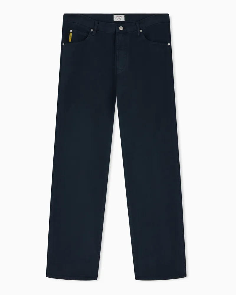 Emporio Armani Pantaloni 5 tasche regular in cotone smerigliato tinto capo Blu
