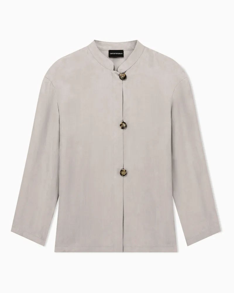 Emporio Armani Camicia collo guru in lyocell fluido lavato Grigio