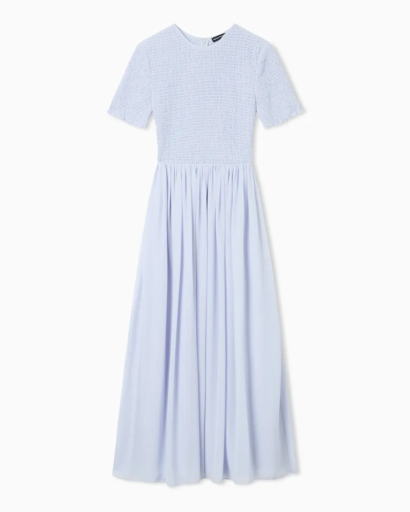 Emporio Armani Abito lungo a maniche corte in tecno georgette Viola