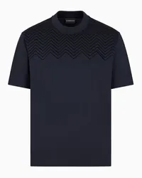 Emporio Armani OFFICIAL STORE T-shirt In Jersey Misto Lyocell Con Dettaglio Chevron Flock Asv Blu