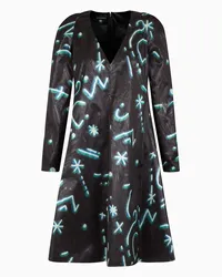 Emporio Armani OFFICIAL STORE Abito Con Scollo V In Tessuto Lurex Stampa Starry Sky All Over Fantasia