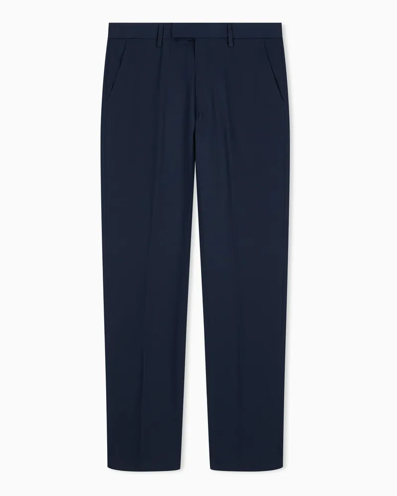 Emporio Armani Pantaloni in micro diagonale di cotone Blu