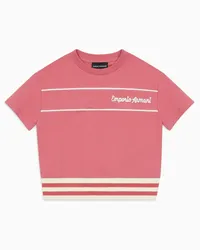 Emporio Armani OFFICIAL STORE T-shirt Comfort Fit In Jersey Con Piping E Ricamo Logo Rosa