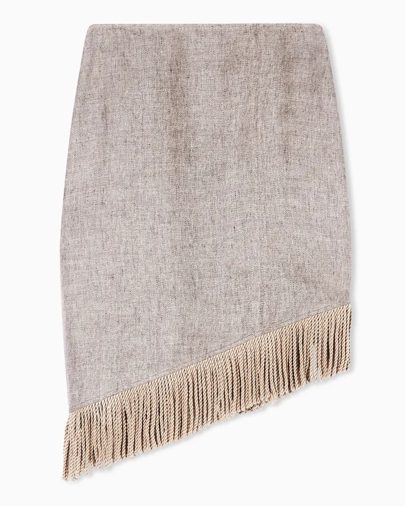 Emporio Armani Gonna midi in tela pesante di lino Beige